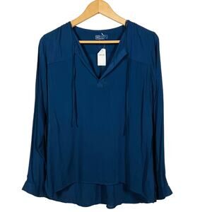 NEW! Gap Lightweight Tunic Long Sleeve V Neck Tie Neck Long Button Sleeve - S